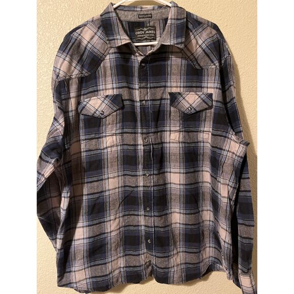 Cody James men’s regular fit flannel shirt snap front - Picture 1 of 5